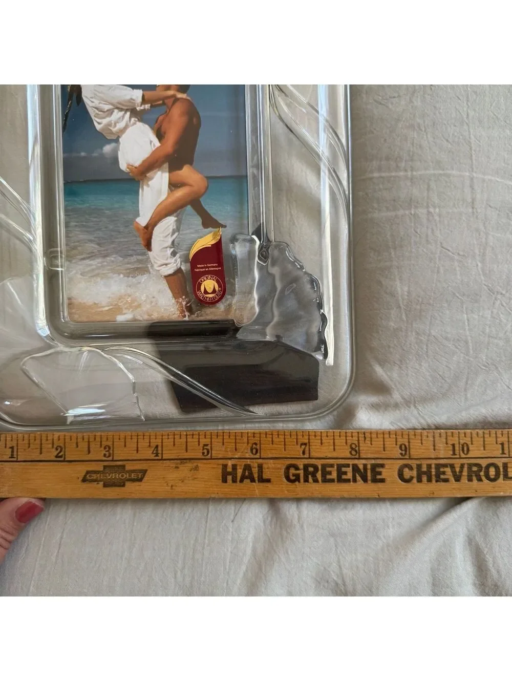 Vintage WaltherGlas Germany Crystal Picture Frame Frosted Ginkgo Leaf 4x6 Mikasa